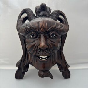 Rare Vintage Hand-Carved Rosewood Mask Pan/Satyr Design Stunning Detail